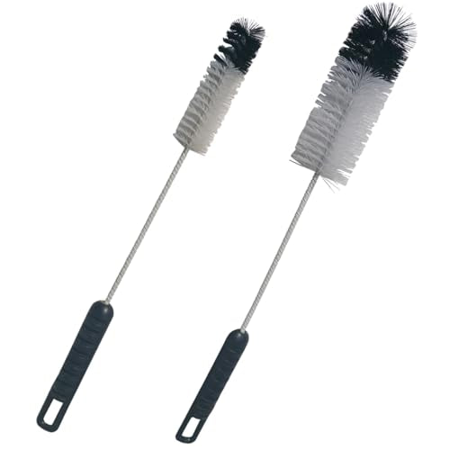 Bottle Brushes Thin Long Handle X 2, Utility Skinny Wire Cleaner Set Big Small, Bendable Flexible for Cleaning Narrow Neck Water, Beer, Wine, Baby Bottles, Pipes, Tubes, Hoses, and Flasks