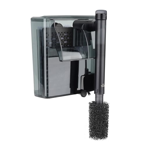 hygger Aquarium HOB Filter 105 GPH for 10-20 Gallon Fish Tank Power Filter with Adjustable Water Flow Extendable Intake Tube External Hang-On Back - size: S