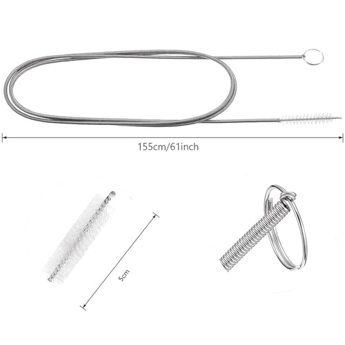 Extra Long Pipe Tube Cleaner Fridge Drain Pipe Dredging Tool Flexible Drain Brush Skinny Tube Spiral Cleaning Brush Drinking Straw Cleaner Brush Nylon Spring Aquarium Filter Brush 155CM (2)