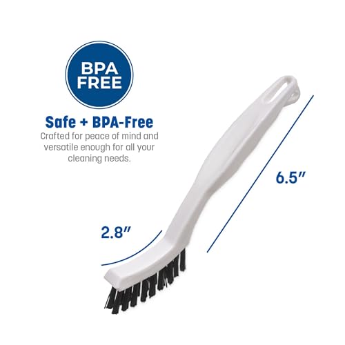 SPARTA Flo-Pac Grout Brush with Nylon Bristles, Scrubber with Handle for Bathroom and Kitchen Tile, 8", White - color: White, size: 8 Inches