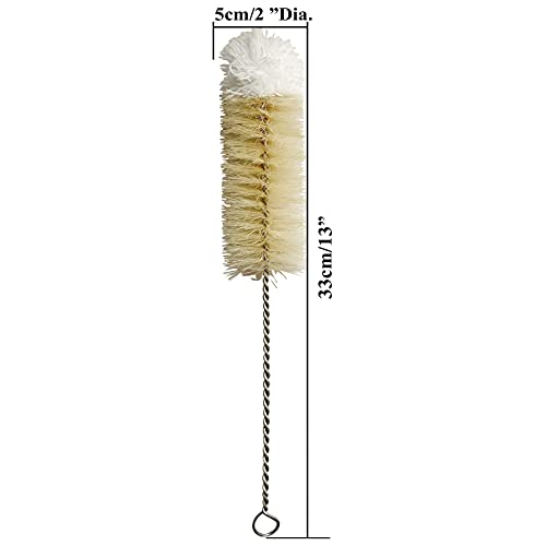 NewFerU Stainless Steel Soda Bottle Cleaning Brush in Natural Boar Bristle Wool Tip Long Handle, Flexible Bendable Thick Wire Cleaner for Narrow Neck Water Baby Bottles Straw Pipe Tube Flask (Big) - color: Big