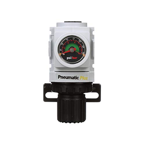 PneumaticPlus PPR2-N02BG Miniature Compressed Air Pressure Regulator 1/4" NPT - Embedded Gauge, Bracket - size: 1/4" NPT