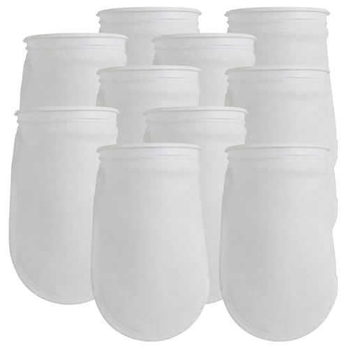 ALEGI 10Pack Aquarium Filter Socks 4 inch by 7 Inch Long, 200 Micron - 4 Inch Ring Aquarium Felt Filter Bags - size: 4 by 7 In - 10Pack
