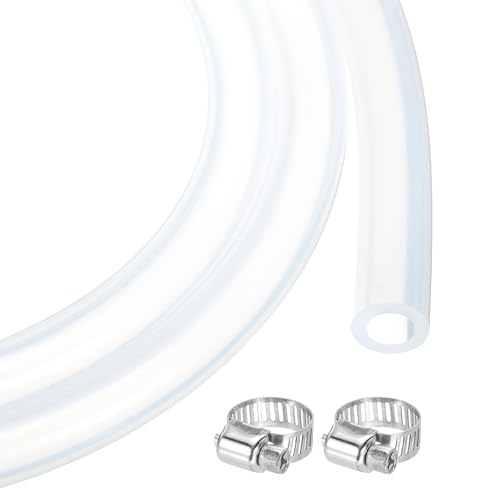 MECCANIXITY 3.3ft Clear Silicone Rubber Tubing 3/8" ID 5/8" OD Plastic Tube Flexible Air Hose for Brewing, Wine Making, Pump Siphon, 10mm x 16mm, with 2pcs Clamps - color: Clear, size: 3/8" x 5/8"