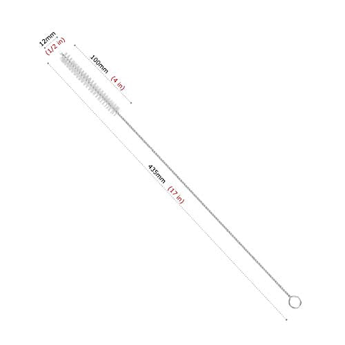 Drinking Straw Cleaning Brushes Set 17" Extra Long 1/2" Extra Wide Pipe Tube Cleaner Nylon Bristles Stainless Steel Handle - 17" x 1/2" (12 mm) - Set of 4 - style: 4 Count (Pack of 1)