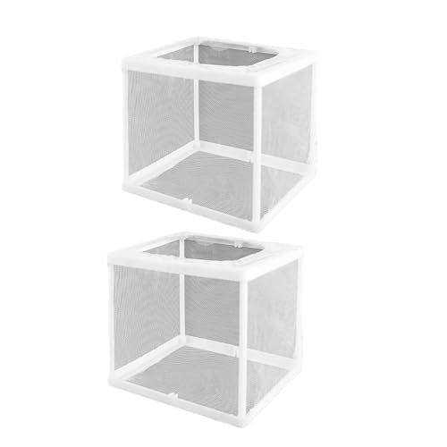 2PCS Protective Aquariums Breeding Cage Netting Nursery Tanks with Suction Cup for Fry Rearing and Secure Observation Fish Breeding Box with Suction Cup - color: small