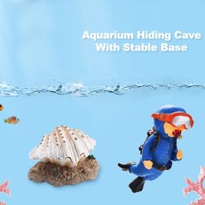 Shell Pearl Bubbler Decor Fish Aquarium Foldable Shell Fishes Shrimp Hiding House Cave Resin Fish Shrimp Breeding Hiding Cave Shelter Aquarium Landscaping Decoration