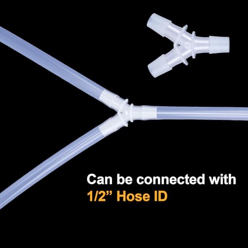 PAGOW 4 Pcs Plastic Hose Splitter, Y Shaped 3 Way plastic Tubing Joint Splicer for Oxygen Tubing Pipe Household Fuel Gas Liquid Air (1/2'') - size: 1/2" (4 Pcs)