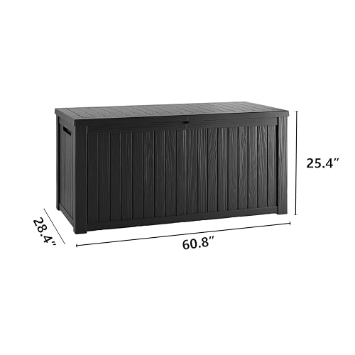 TARKARI 180 Gallon Outdoor Storage Box Waterproof, Resin Deck Boxes with Lockable Lid & UV-Resistant for Patio, Pool, Garden Furniture Cushions & Accessories, Black - color: Black, size: 180 GAL
