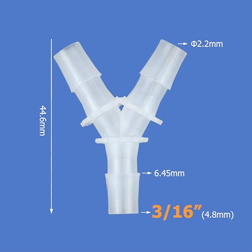 Quickun 3/16" Hose Barb Fitting Equal Barbed Y Shaped 3 Way Plastic Joint Splicer Mender Adapter Union for Air Line Tubing Pipe (Pack of 4) - size: 3/16"