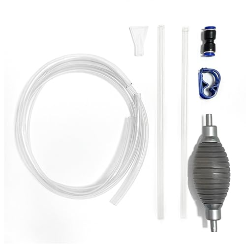 Aquarium Siphon Water Changer Kit Manual Gravel Vacuum with 5.25ft Hose 2 Rigid Tubes Total 7.2ft Air Bulb Flow Control Valve Duck Bill Head for Fresh and Saltwater Tanks