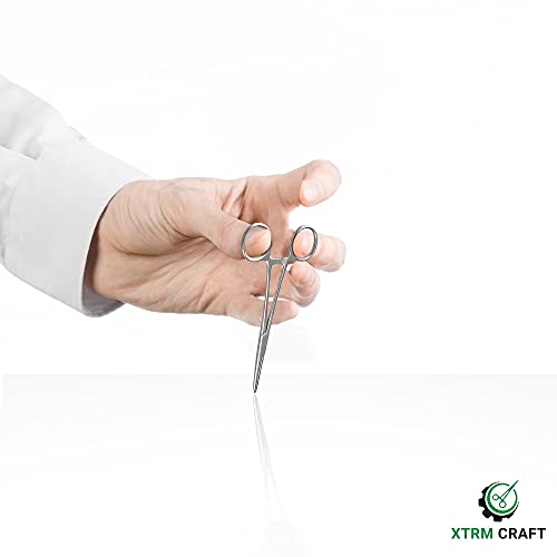 Pean Hemostat Straight and Curved Multipurpose Locking Tweezer Clamps Serrated, Stainless Steel - Hemostats for Nurses, Fishing Forceps, Crafts and Hobby - size: 5.5", style: Straight