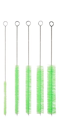 10" Tube Brush Set - 5-Pack Large Pipe Cleaners Green | Flexible food-grade 304 wire stem, Densely packed surface-safe nylon bristles, Large diameter cleans deep plumbing lines - color: Green, size: Large 5 Pack (8mm 12mm 16mm 20mm 24 mm)