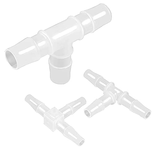 3/8" Tee Fitting Equal Barb 3 Way Hose Barb Adapter for Fuel Gas Liquid Air (Pack of 5) - size: 3/8 Inch