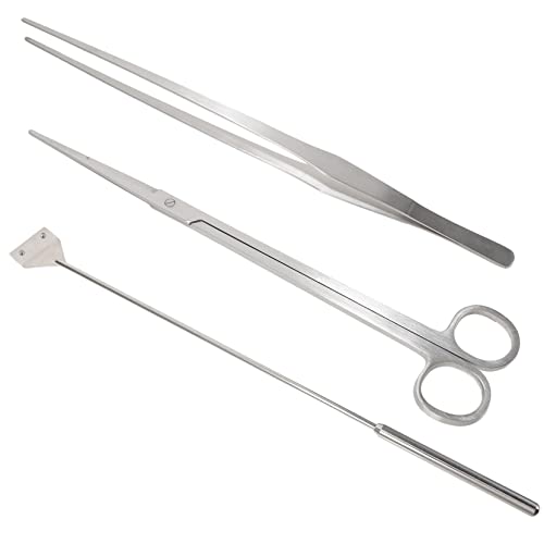 Aquarium Aquascaping Tool Set 7-Piece Cleaning Kit Long Handle Scraper Tweezers and Scissors for Fish Tank Maintenance and Aquatic Plant Care