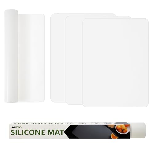 Silicone Mat for Kitchen Counter, Heat-Resistant BPA-Free Nonslip Surface, Trimmable Countertop Protector for Air Fryer (Translucent, 15.7×11.8inch-4pcs) - color: Translucent, size: (M2 - 15.7''x 11.8‘’x 0.04'')