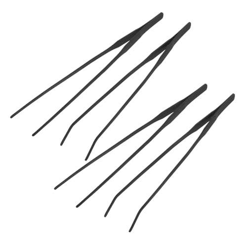 Toyvian 4pcs Aquarium Tweezers Set Long Stainless Steel Fish Tank Tools Curved Straight Tweezers for Planting and Feeding Durable Fish Tank Accessories