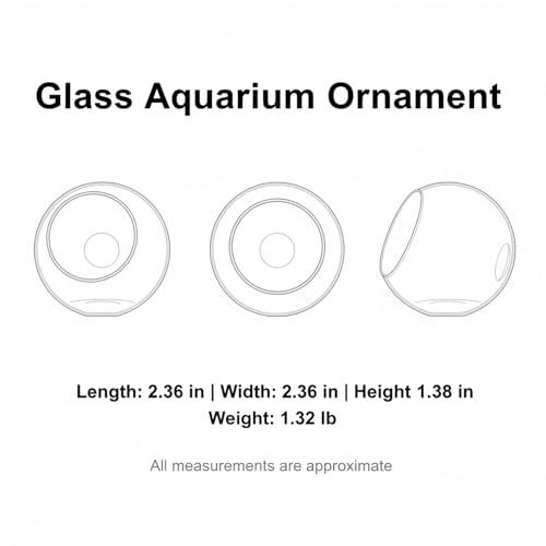 Glass Aquarium Ornament, Transparent Round Glass Ornament for Fish Tank, Compact Decor Piece (1 PC)