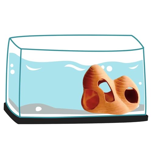 Saim Ceramic Aquarium Cave for Betta, Shrimp & Pleco - Fish Tank Decorations for Hiding and Breeding, Hideout with Filtration Function- Natural Color