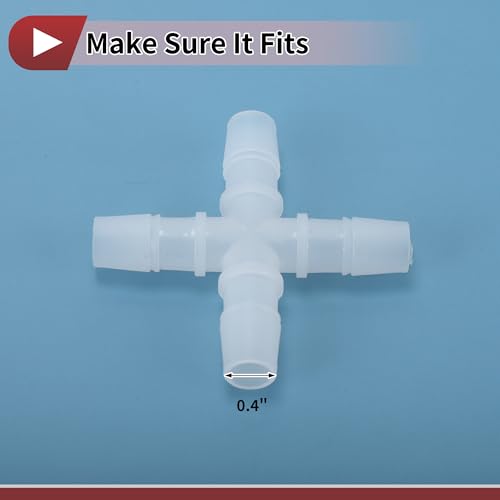 Plastic Hose Barb Fitting 7/16" OD Barb Cross 4 Way Pipe Connector Clear 10 Pcs - size: 7/16"OD