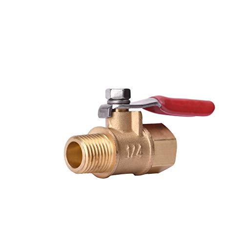 1/4" Heavy Duty Air Compressor Brass Ball Valve Shut Off Switch, 1/4 Inch Male And Female NPT Thread Pipe Fitting