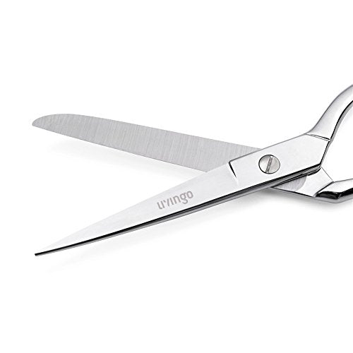 LIVINGO 8" Professional Heavy Duty Tailor Fabric Scissors, Dressmaker Sewing Classic Stainless Steel Ultra Sharp Forged Shears, Bent A-silver - color: A-silver