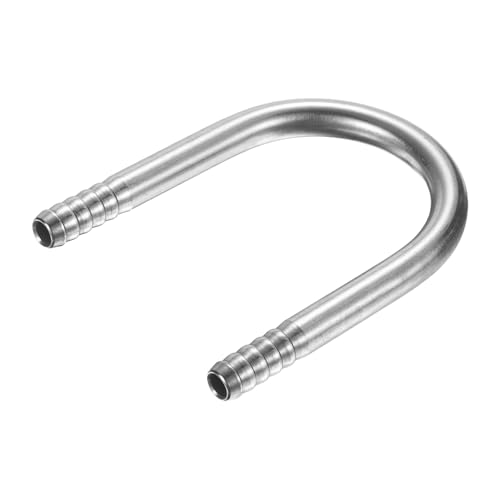 PATIKIL 1/4" (6mm) x 1/4" (6mm) Hose Barb Fittings, 1 Pcs 304 Stainless Steel U Shaped Joint Connector Barbed Fitting Metal Splicer Mender for Fuel Air Liquid Gas Water Pipes, Silver - size: 1/4" (6mm)