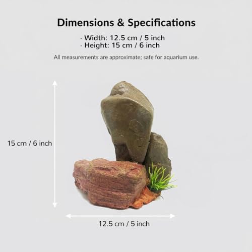 Mipukbay Medium Aquarium Decor Rock, Resin Fish Tank Artificial Stone Ornament for Freshwater/Saltwater, Safe Landscape Hideout for Betta Fish, Goldfish and Aquatic Pets - size: Medium