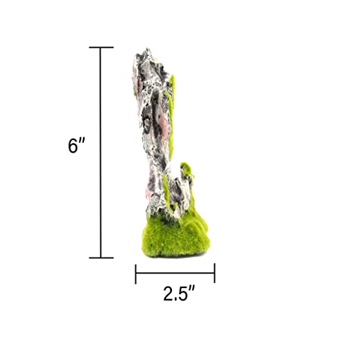 NW Wholesaler 6.75 Inch Fish Tank Mossy Rock Fish Tank Decoration - Fish Hideaway for Saltwater and Freshwater Aquarium Decor - style: Mossy Rock