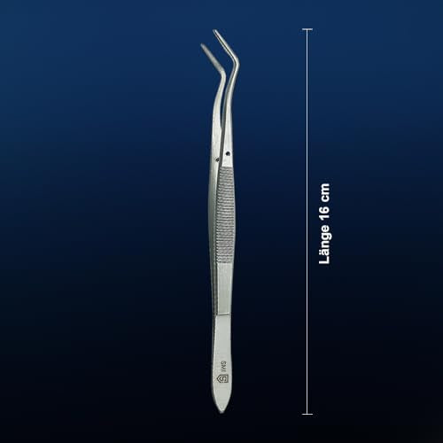 SMI 16cm Precision Tweezers Curved Professional Tweezers Industrial Hobby Tweezers Stainless Steel DIY Serrated Tip