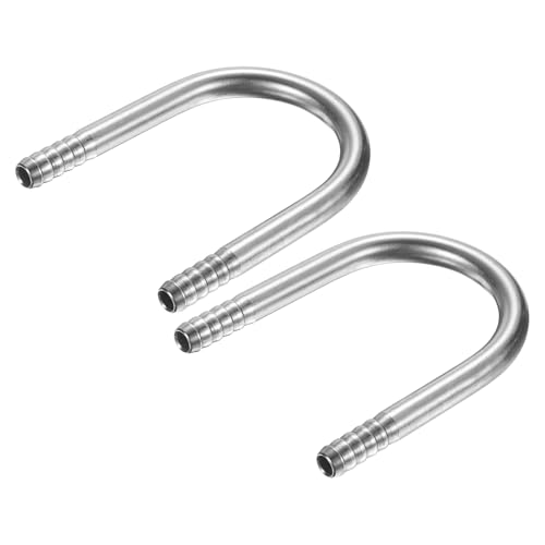 PATIKIL 1/4" (6mm) x 1/4" (6mm) Hose Barb Fittings, 2 Pcs 304 Stainless Steel U Shaped Joint Connector Barbed Fitting Metal Splicer - size: 1/4" (6mm)