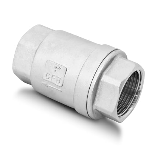 1" NPT Stainless Steel Spring Check Valve, WOG1000 NPT Thread unleaded In-Line Vertical Check Valve Non Return One Way Counterflow to Prevent the Medium Backflow for Oil Water Gas Air DN25 - size: 1"-NPT