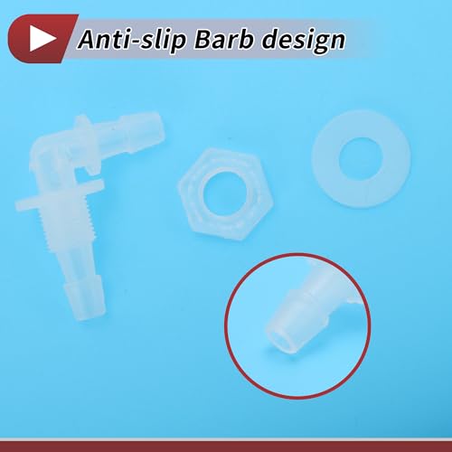 1 Set Aquarium Plastic Hose Barb Fitting 7/32" Hose ID Elbow Connectors Aquarium Tank Air Pump Hose Joints Clear PP - size: 7/32"-G1/8