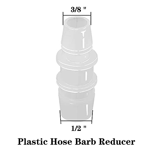 1/2" to 3/8" Hose Barb Reducer Pipe Fittings Adapter, Plastic Joint connector Splicer Mender for Aquarium Household Transport Fuel Gas Liquid Air (Pack of 4) - size: 1/2"-3/8"
