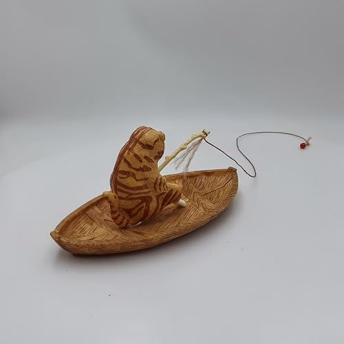 Cat Aquarium Decoration Resin Fish Tank Ornament Ocean Theme Mini Landscape Decor Cute Fishing Scene Tank Accessory for Aquariums Home Desktop Decoration(Boat Not Including)