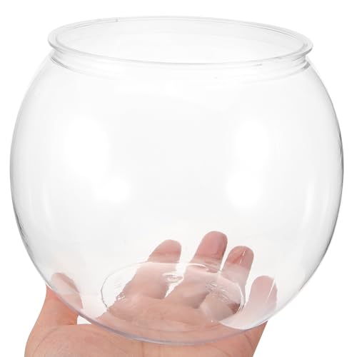 Mipcase Unbreakable Transparent Plastic Fish Tank Globe 5.90In Round Desktop Fish Bowl Aquarium Decor for Home Office Tabletop - size: 15x13cm
