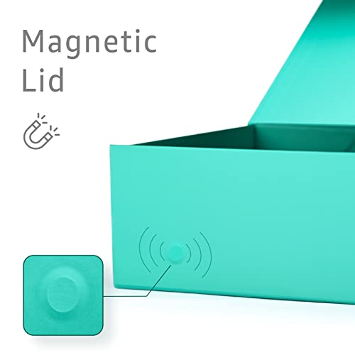 LIFELUM Green Blue Gift Box 13.85 x 8.35 x 4.45 inch, 1 Pack Big Gift Box with Magnetic Lid for Presents, Bridesmaid Proposal Boxes Contains Ribbon, Card,Shredded Paper Filler - color: Green Blue, size: 1 count (Pack of 1)
