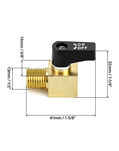 QWORK Air Compressor Valve, 2 Pack, Brass Mini Ball Valve, 1/4 in. NPT Male x NPT Female Shutoff Valve