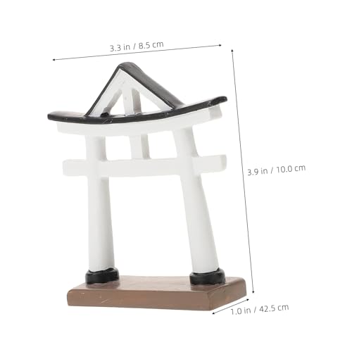 PRETYZOOM Torii Resin Ornaments Mini Pagoda Fairy Gardens Torii Gate Torii Gate Sculpture Aquarium Torii Gate Decoration Miniature Shrine Ornament Miniature Garden Bridge Statues White - color: White, size: 10.00X8.50X2.90CM