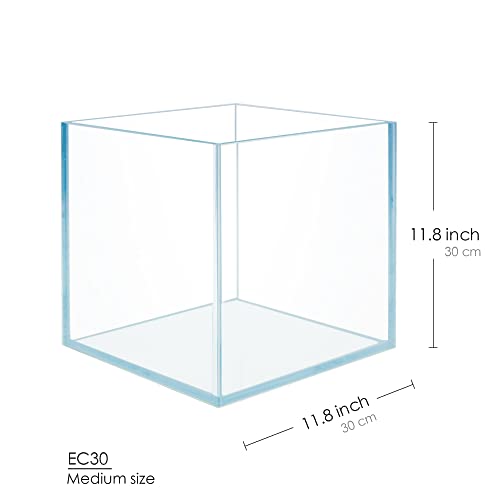 Cube Rimless Frameless Extra Clear All Glass Aquarium, Low Iron Glass Tank, 5mm Glass, White Leveling Mat Included, w/Lids Options - size: 7 GAL 11.8x11.8x11.8 in