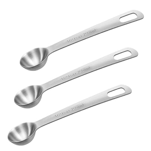 3 Pcs 2.5ml/ 1/2 Tsp Short Handle Scoops – Stainless Steel Measuring Spoons for Baking, Liquid Ingredients & Tea, Soup & Kitchen Cooking - size: 2.5ml(1/2 tsp)