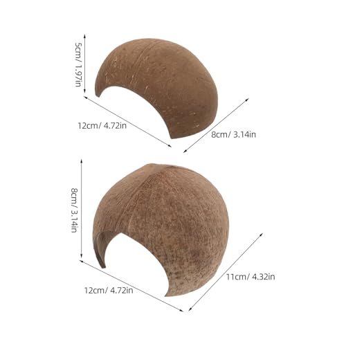 GANAZONO 4pcs Reptile Hideouts Coconut Shell Hide Boxes, Natural Tank Accessories with Large and Small Sizes, Shelter Caves for Bearded Dragon, Leopard Gecko, Hermit Crab Habitat