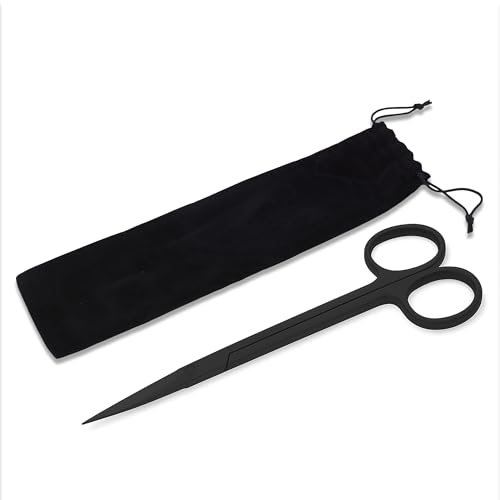 Mandala Crafts 12 Inches Black Stainless Steel Straight Aquarium Scissors for Trimming Aquatic Plants – Long Aquascape Scissors for Fish Tanks, Hospital Tanks, Goldfish Bowls, and Terrariums - color: Black Straight Scissors, size: 12 Inches