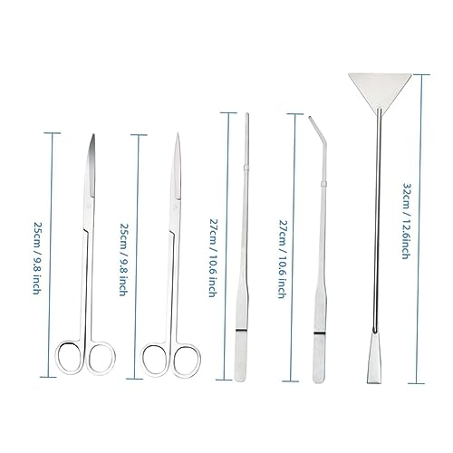 Yardwe -one Aquarium Tool Set Plant Tweezers Tank Cleaner Steel Tools for Easy Aquascaping