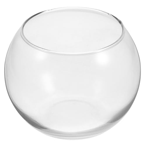 Baluue Round Glass Fish Bowl 4.72 X 3.54 Inch Clear Thick Glass Aquarium for Fish and Plants Desktop Decorative Vase Terrarium for Home Office Shelf - size: 12.00X12.00X9.00CM