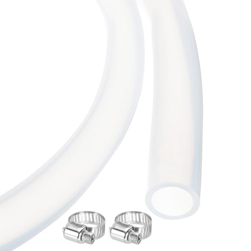 MECCANIXITY 3.3ft Clear Silicone Rubber Tubing 5/8" ID 3/4" OD Plastic Tube Flexible Air Hose for Brewing, Wine Making, Pump Siphon, 15.9mm x 19mm, with 2pcs Clamps - color: Clear, size: 5/8" x 3/4"