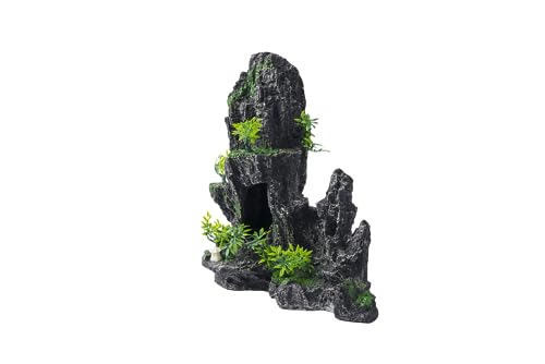 Large Fish Tank Decorations - Mountain View Aquarium Ornament with Tree House Cave Bridge,Resin, 10.24x9.45x5.12 inches, C - color: C
