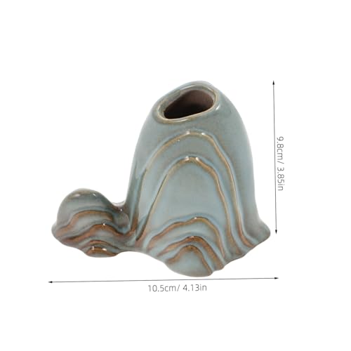 Zerodeko Ceramic Mini Mountain Fish Tank Landscape Decoration Versatile Bonsai Decor for Home Office Zen Garden Accessory Multiuse Brush Holder for