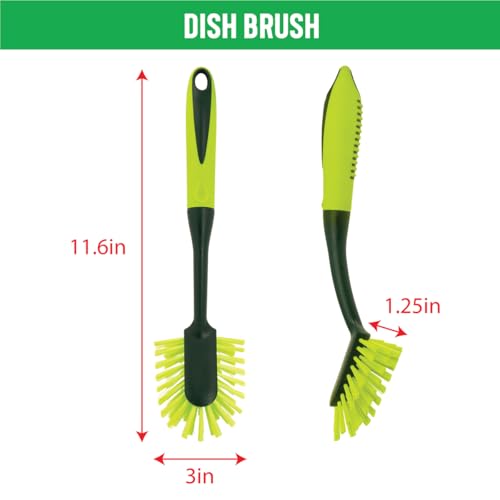 Pine-Sol Scrub Brush Set - Long Handle Cleaning Brushes with Heavy Duty Bristles and Comfort Grip - Scrubbers for Kitchen, Household, and Dishwashing, 5 Pieces - size: 5 Piece Set