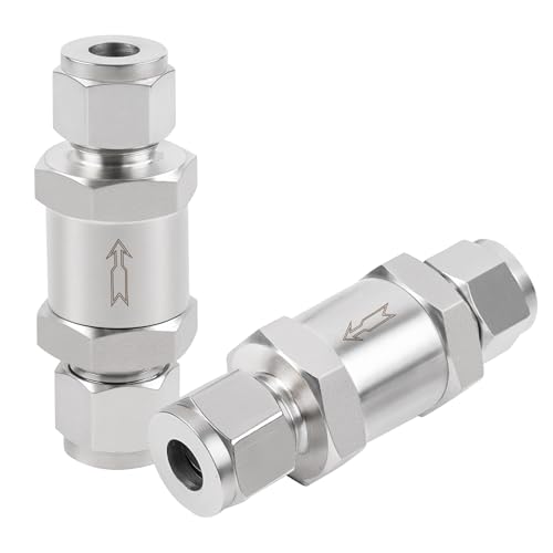Yoebor 316 Stainless Steel Detachable Compression Check Valve 1/4" OD x 1/4" OD One Way Non-Return Valve for Water Oil Gas, 1pc - size: 1/4"-316